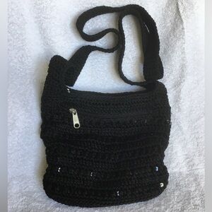 Lina🌱Black Crochet Shoulder Bag